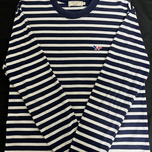 메종키츠네 스트라이프 티셔츠 M