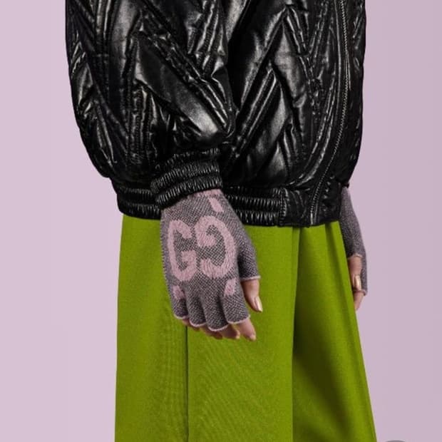 새상품 구찌 GG 핑거리스 장갑 캐시미어 100% 핑크