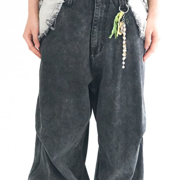 샵페어리cut-off denim maxi pants (black) 새상품