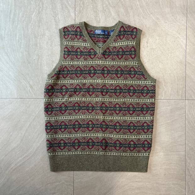 폴로 정품 페어아일 니트 조끼