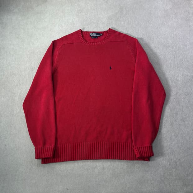 100 폴로랄프로렌 코튼 레드 니트