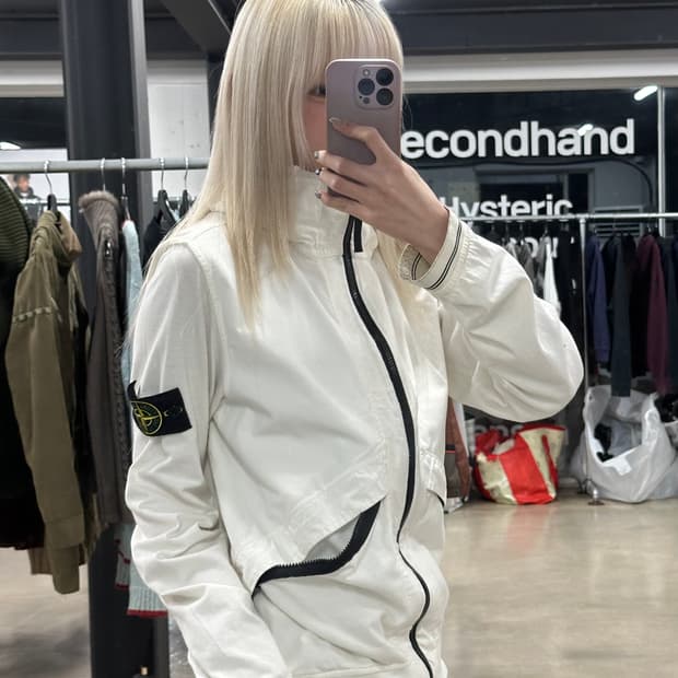 스톤 아일랜드 오가닉 룩 나일론 파나마-TC 자켓 화이트