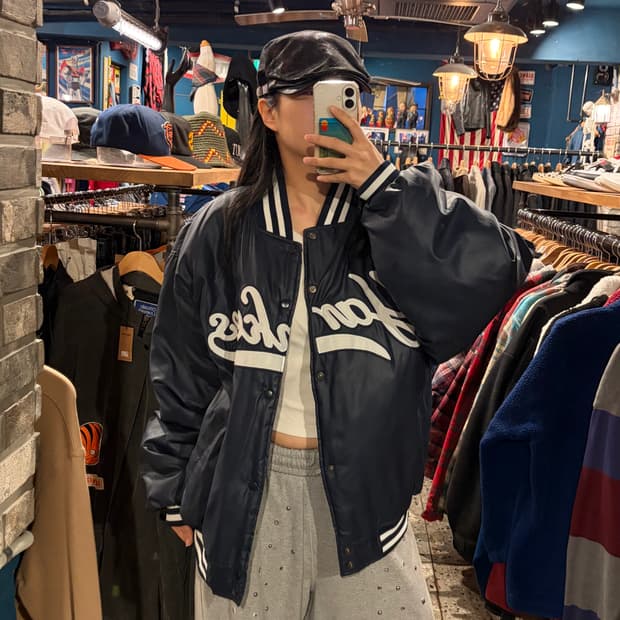 majestic 마제스틱 바시티 퀄팅 점퍼