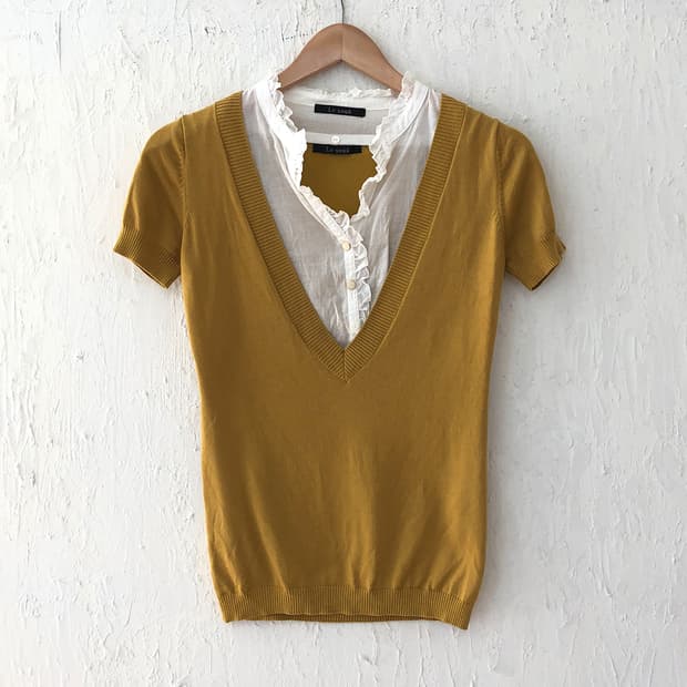 vintage mustard deep v 2-way top
