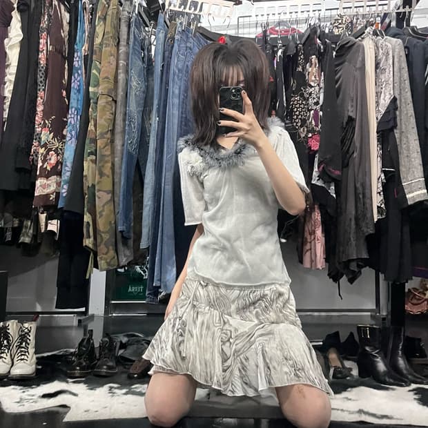 퍼 플라워 글리터 반팔