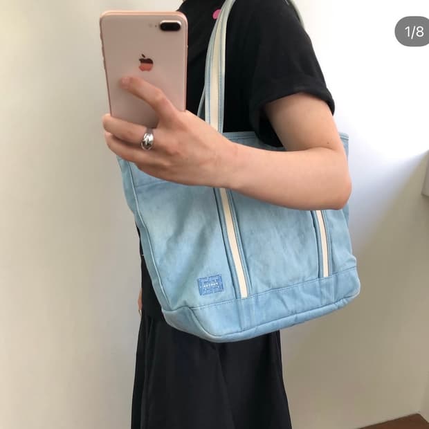 요시다 포터 연청 데님 토트백