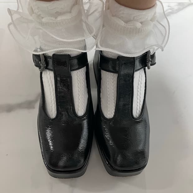 로리타 갸루 Circus NY 블랙 통굽 메리제인 슈즈 235