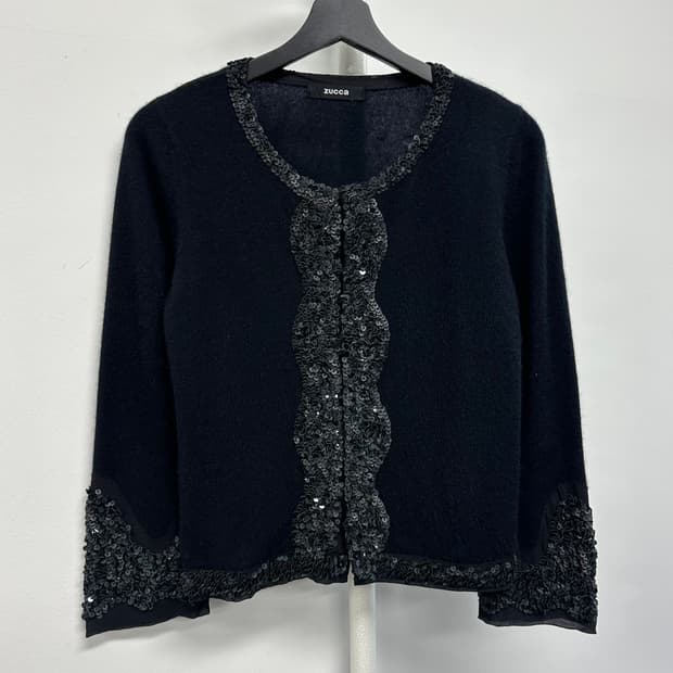 ZUCCA 주카 캐시미어 스팽글 디테일 가디건