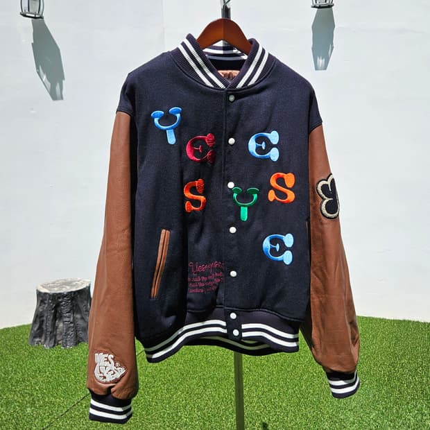 예스아이씨 레더 울 바시티 자켓