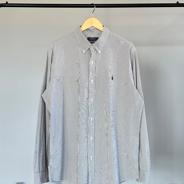 [XL]폴로 랄프로렌 클래식핏 스트라이프 시어서커 셔츠