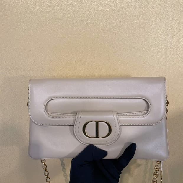 디올 더블 체인 크로스백 스몰 베이지