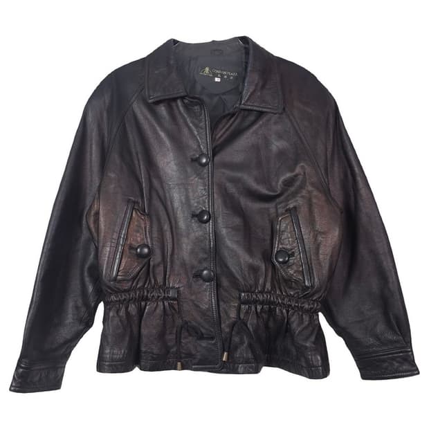 COMMON PLAZA 램스킨 빈티지 레더 블루종 77