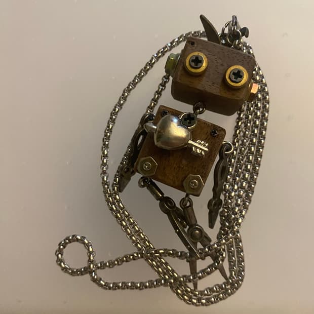 Vintage handmade antique wood necklace