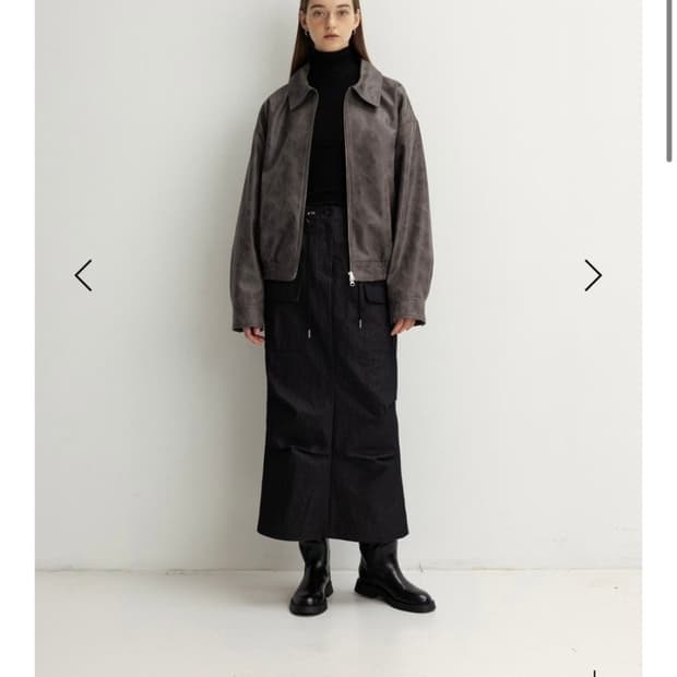 Le crack faux leather blouson jacket 차콜