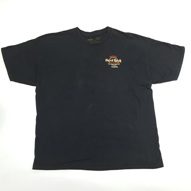 Co675 2XL 하드락 카페 Tampa 빈티지 블랙 반팔 티셔츠