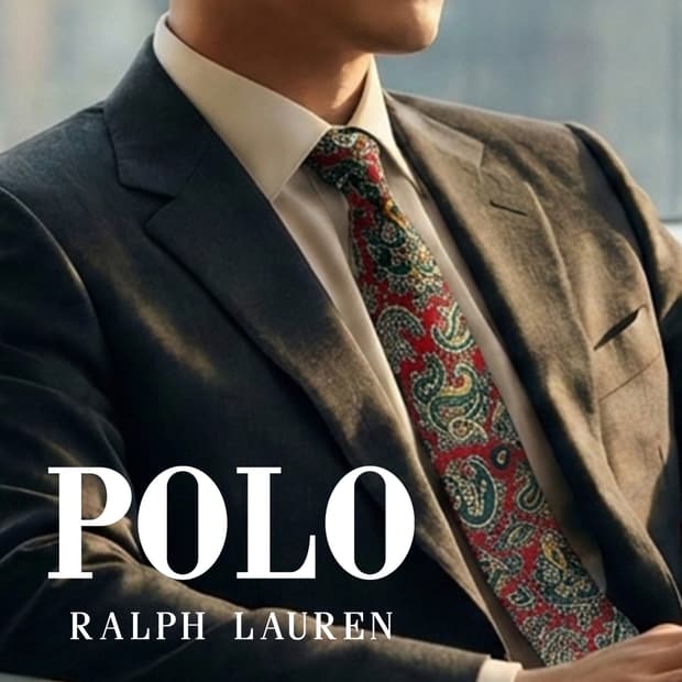 폴로 랄프로렌 실크 버건디 페이즐리 넥타이 8.8cm A+등급 G22
