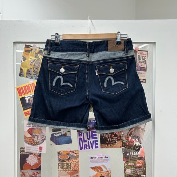 에비수 EVISU 셀비지 롤업 데님 쇼츠 28사이즈 일본빈티지