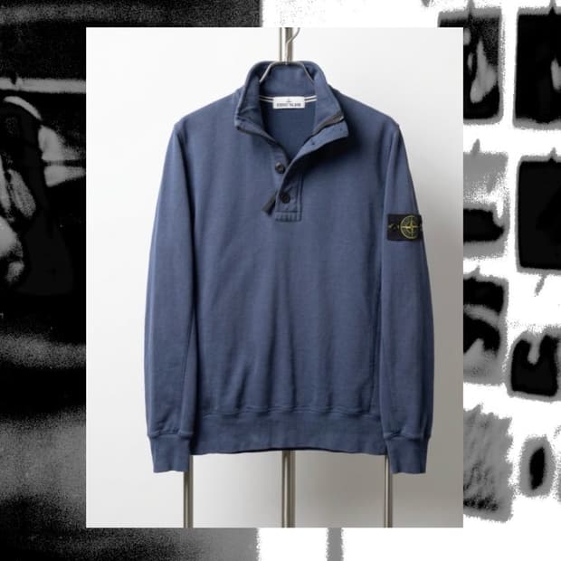 빈티지 스톤아일랜드 워싱 반집업 코튼 하프집업 M