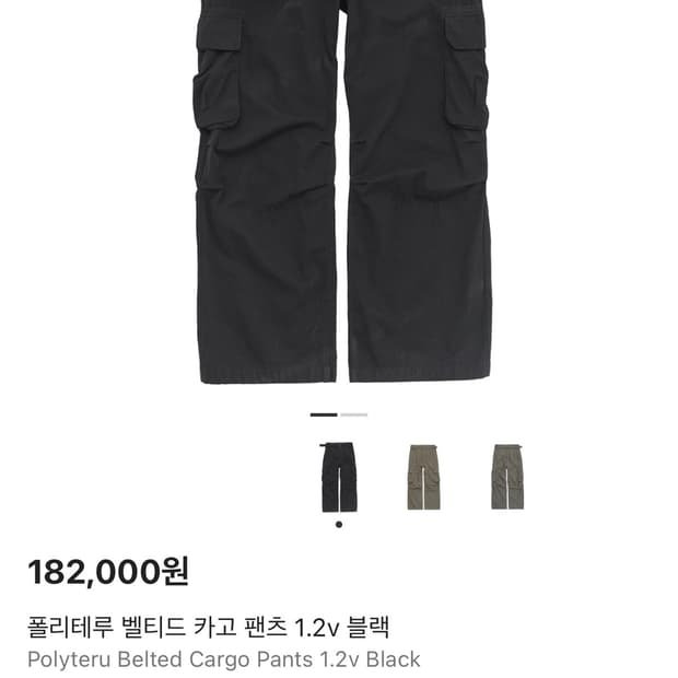 (2) 폴리테루 벨티드 카고 팬츠 1.2v 블랙
