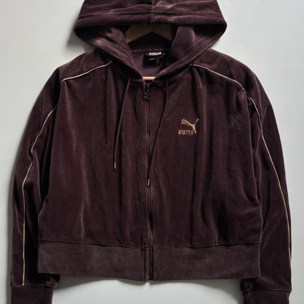 Puma 퓨마 퍼플레드 벨벳 후드 집업