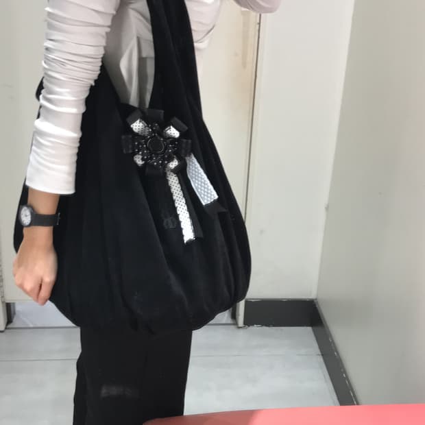 핸드메이드 블랙&화이트 도트 로제트  ♥ (착샷)