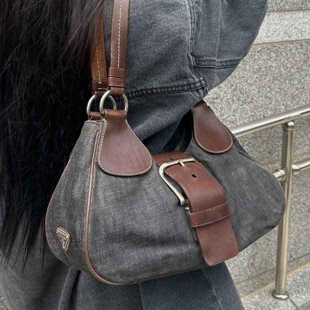레어🩶)) 프라다 빈티지 데님 버클 숄더백