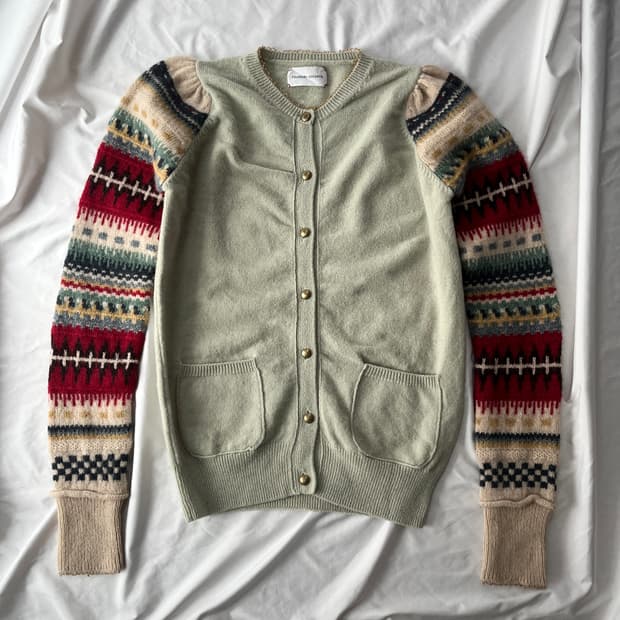 츠모리 치사토 노르딕 울 포켓 니트 가디건 스웨터