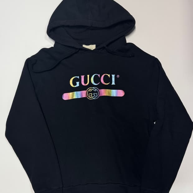 구찌 GuccI 리메이크 빈티지 커스텀 레인보우 후드티 XL