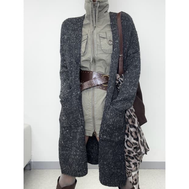 빈티지 락시크 차콜 롱 가디건