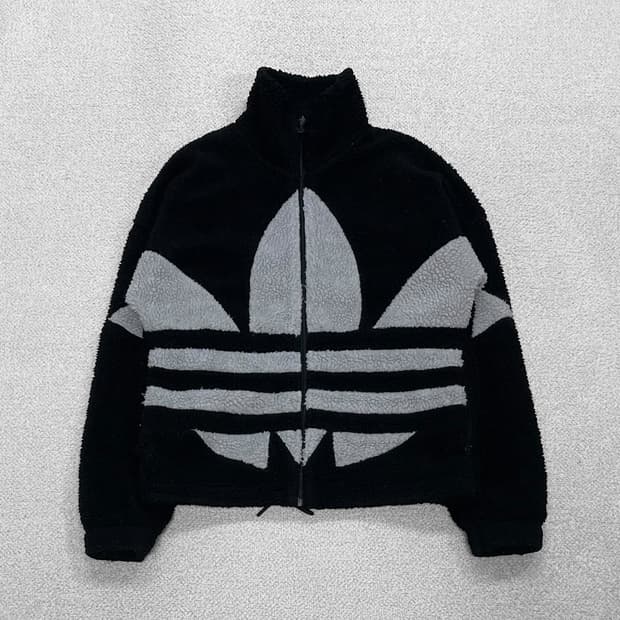 아디다스 빅 트레포일 후리스 자켓 블랙 그레이