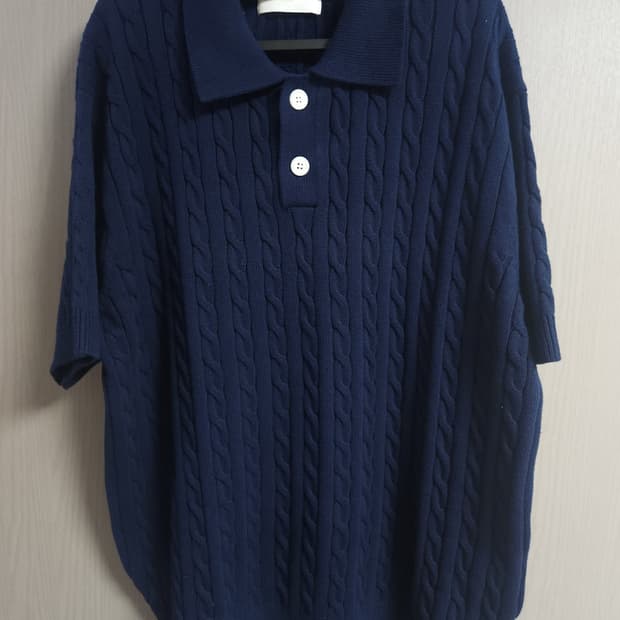 미나브 반팔 카라 케이블니트, 2XL