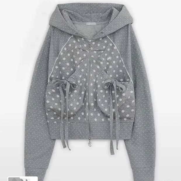 허그유어스킨 도트 빅 포켓 후드집업