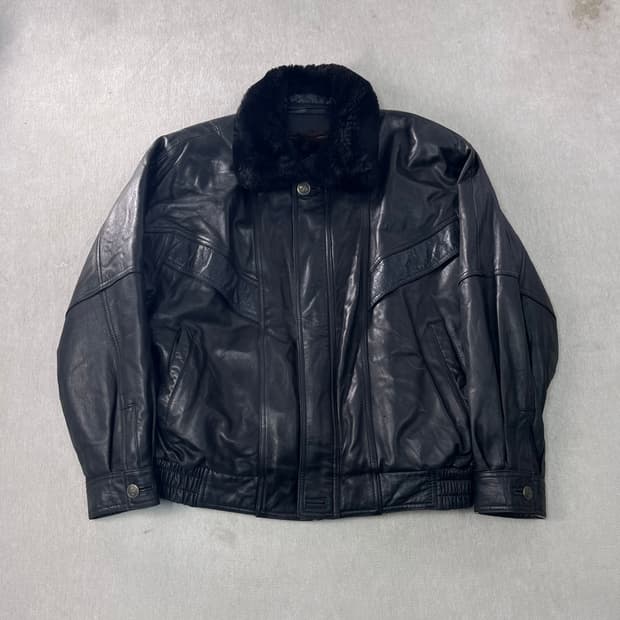 100 입생로랑 투웨이 퍼카라 램스킨 가죽 자켓