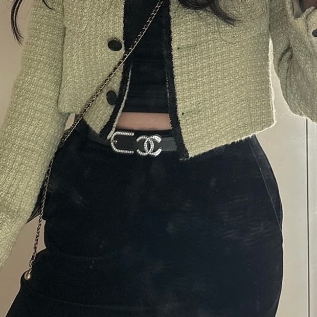 샤넬 큐빅 가죽 벨트