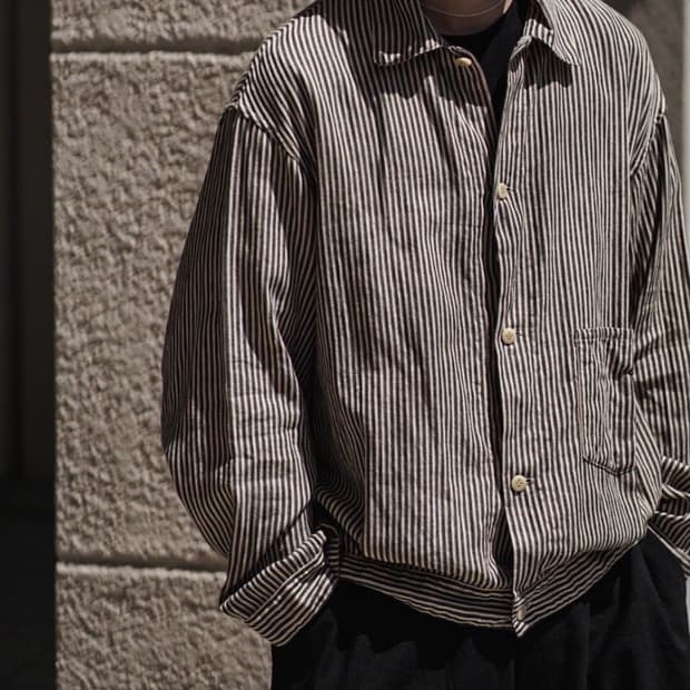 코모리 Comoli 스트라이프 블루종 3size