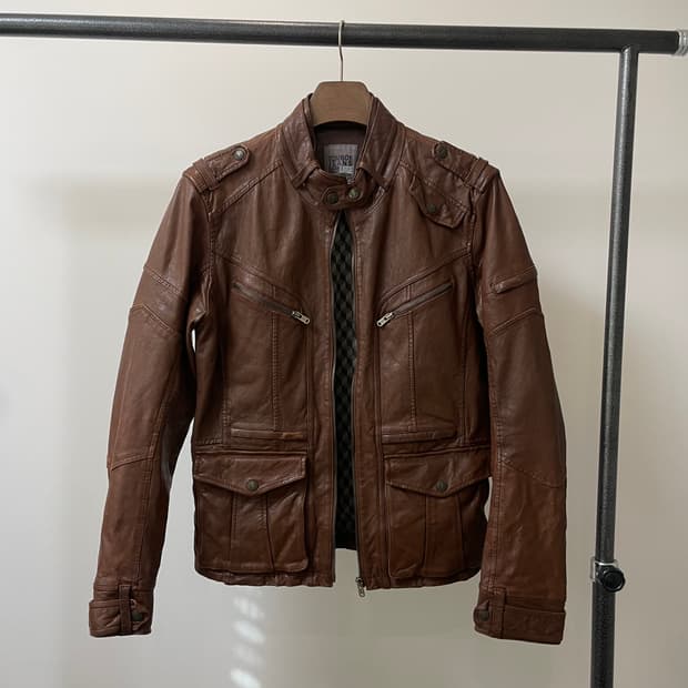 (L) 톰보이 진스 브라운 빈티지 양가죽 자켓