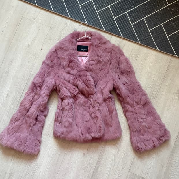 가격고정)토끼 퍼자켓 핑크 분홍 라벤더 아케호무 샵502 큐빈 파우닝