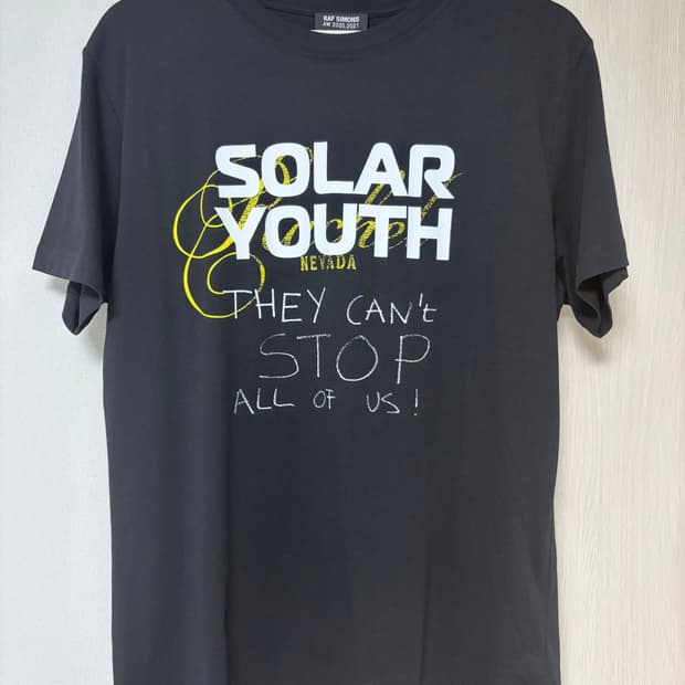 라프시몬스 solar youth 블랙 프린팅 티셔츠 S