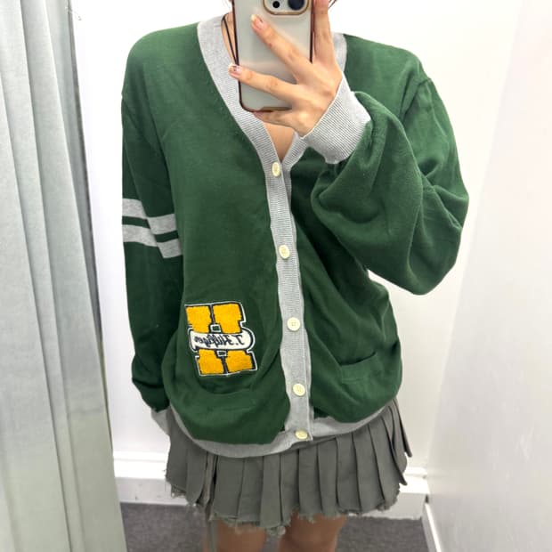 타미힐피거 그린 가디건 