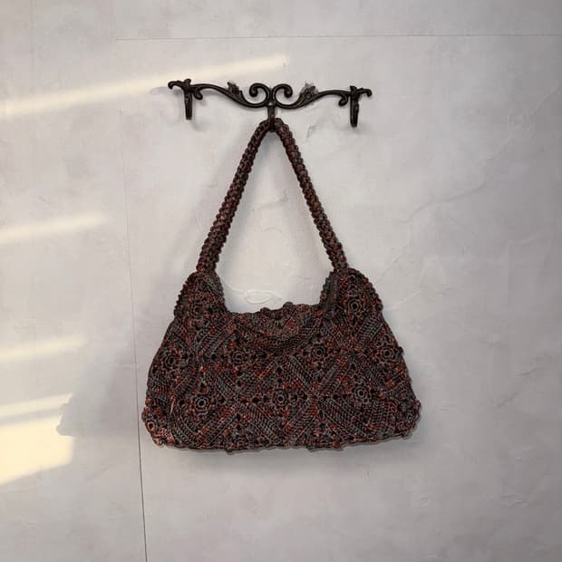 Ash brown bohemian crochet knit 숄더백