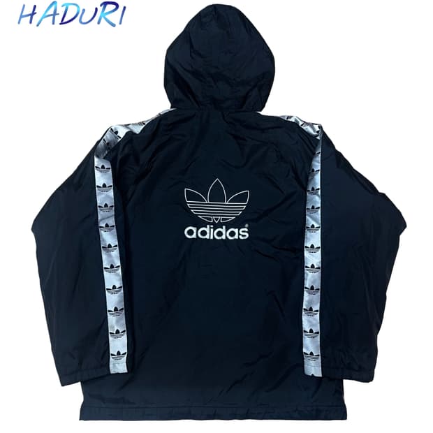아디다스 90s 테잎로고 블랙바람막이 100