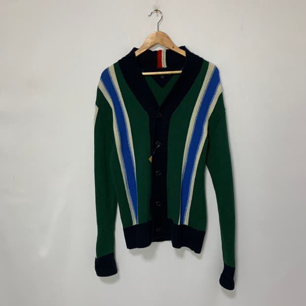 타미힐피거 빈티지 패턴 버튼 가디건 S