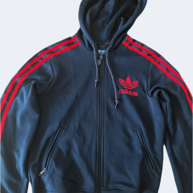 아디다스 네이비 후드 집업 트랙탑