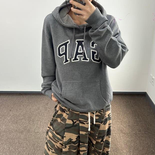 Gap 갭 차콜 로고 그레이 후드티