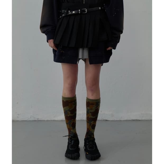 lcdc tm 플리츠 디테일 레이어드 스커트 블랙