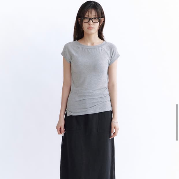 폴리테루 우먼 뮤티드 티셔츠 그레이 1사이즈
