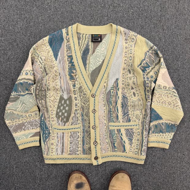 쿠지 빈티지 케이블 니트 가디건