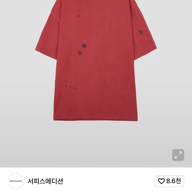 서피스에디션 타투 반팔 티셔츠 레드 s