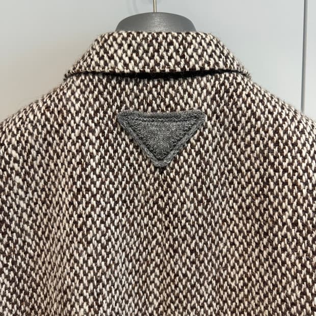 프라다 라프시몬스 24fw 도니골 트위드 오버코트