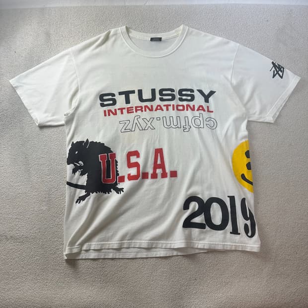 105 스투시 CPFM USA 2019 한정판 화이트 반팔티 #327